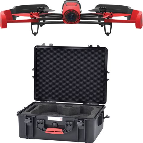 parrot bebop drone quadcopter  hard case bundle red bh
