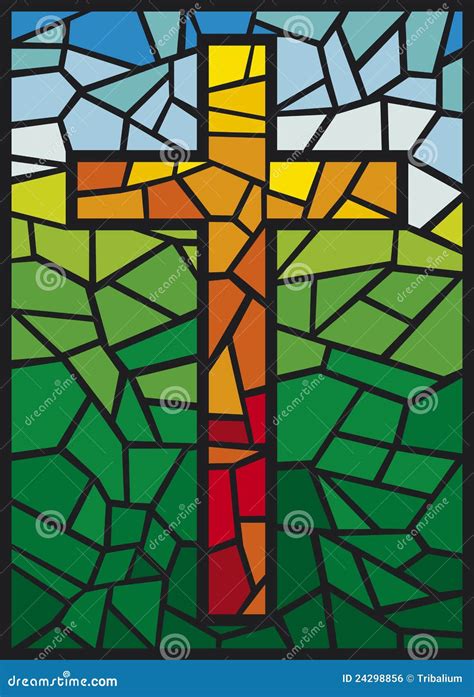 vector stained glass cross stock vector image  crucifix