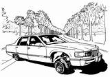 Lowrider Cadillac Chicano sketch template