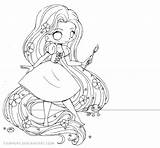 Chibi Coloring Pages Cute Disney Princess Kawaii Rapunzel Colouring Line Anime Visit Girls Sheets sketch template