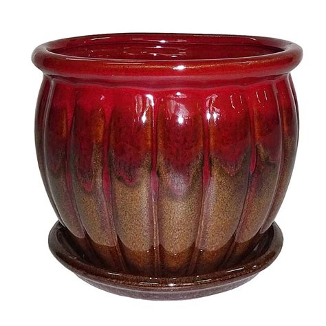 garden treasures      brown red ceramic planter  lowescom