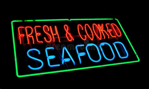 fresh and cooked seafood old neon light store sign stock image image 33258679