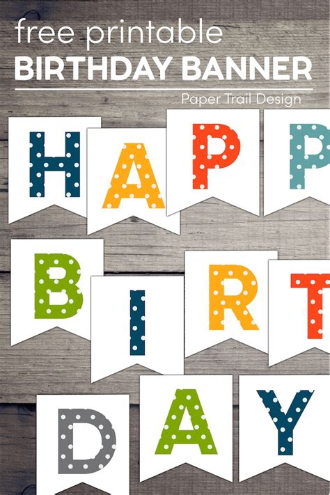 printable birthday banner polka dot paper trail design