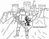 Coloring Medieval Pages Drawing Dark Ages Castle Castles King Arthur Knight Kids Printable Round Color Book Camelot Table Court Famous sketch template