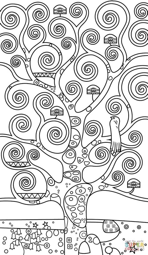 tree  life coloring pages printable  print klimt art klimt