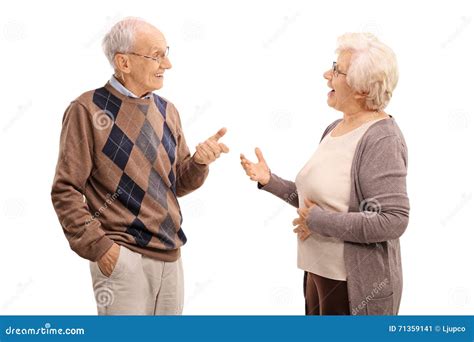 Elderly Man And Woman Talking Stock Image Image Of Friendship Male