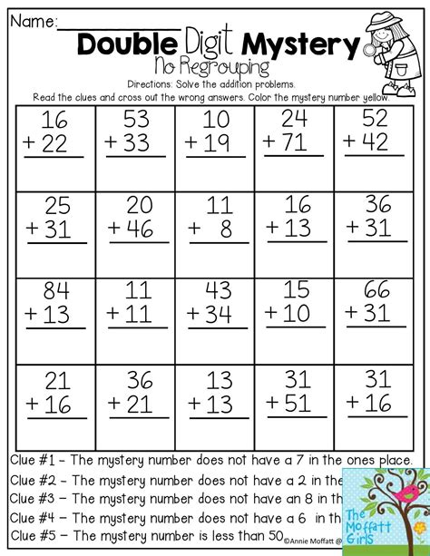 printable worksheet   double digit mystery   numbers