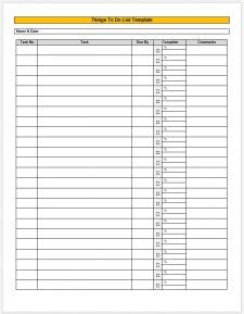 printable    list template