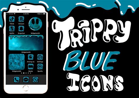 Trippy Blue And Black Ios 14 Icons Grunge Aesthetic Etsy