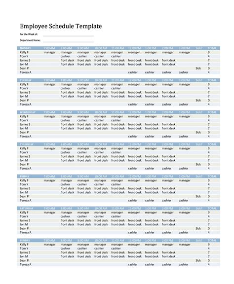 employee schedule chart