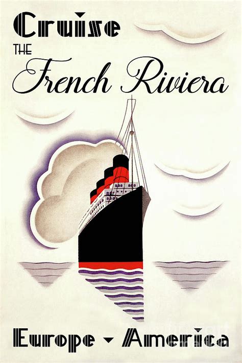 French Art Deco Vintage Cruise Ship Travel Poster Painting
