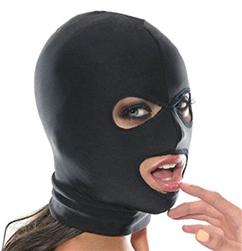 Sex Spandex Blindfold Face Full Mask Spandex Mouth Opening Headgear