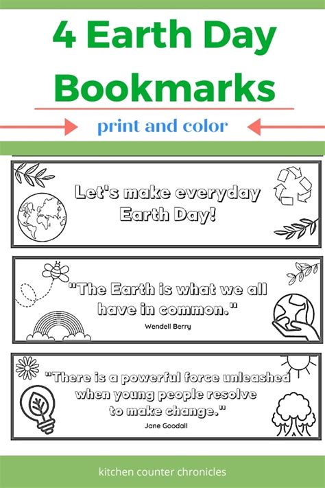 creative printable earth day bookmarks  kids  colour