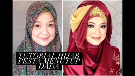 tutorial hijab pesta menutup dada youtube