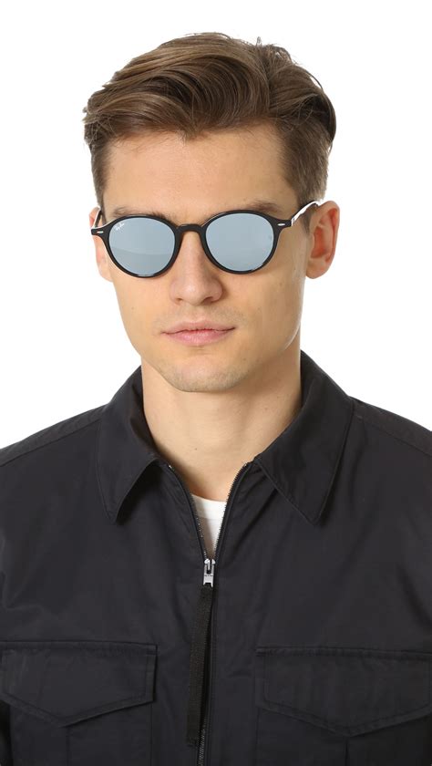 lyst ray ban full fit round sunglasses in black for men