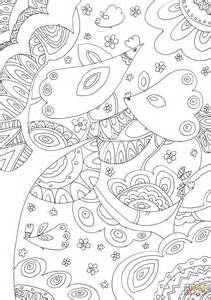 trees  birds coloring page  printable coloring pages