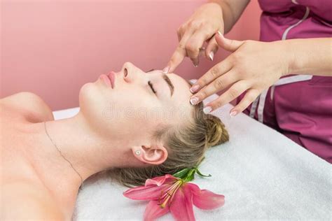 Beautiful Girl Doing Facial Massage Stock Image Image Of Facial