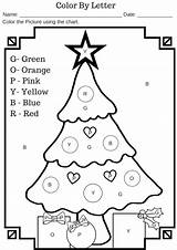 Christmas Coloring Color Letter Pages Worksheet Tree Printable Worksheets Kids Letters Preschool Kindergarten Print Shape Activities Printables Number Colouring Sheets sketch template