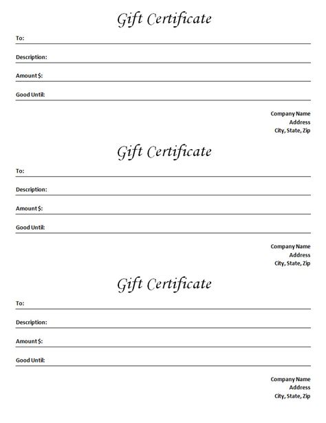 printable  gift certificate template word printable templates