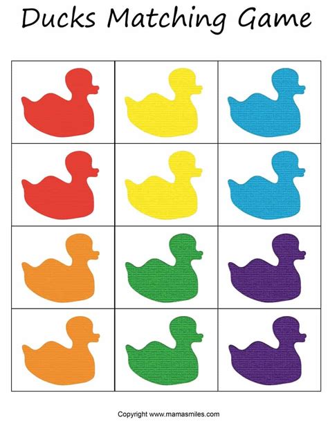 printable matching game  pond themed learning activities