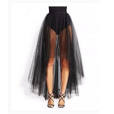vintage black high low tulle skirt sexy 2 layers tulle overskirt women