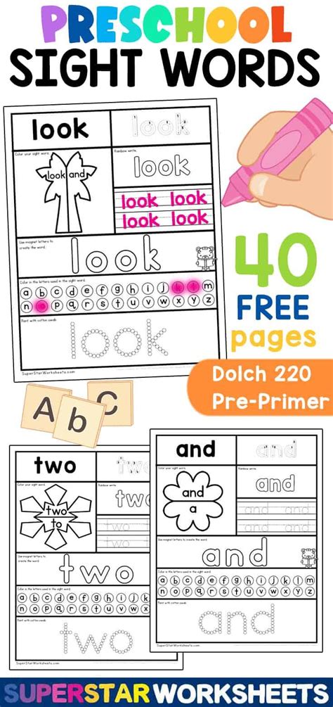 preschool sight word worksheets artofit
