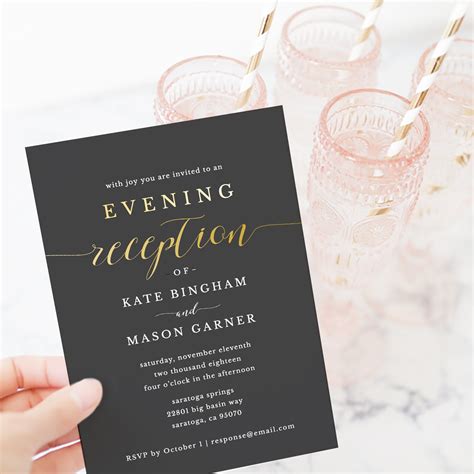 printable wedding reception invitation template evening etsy uk