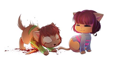 Chara And Frisk Cat Version By Ckibe On Deviantart