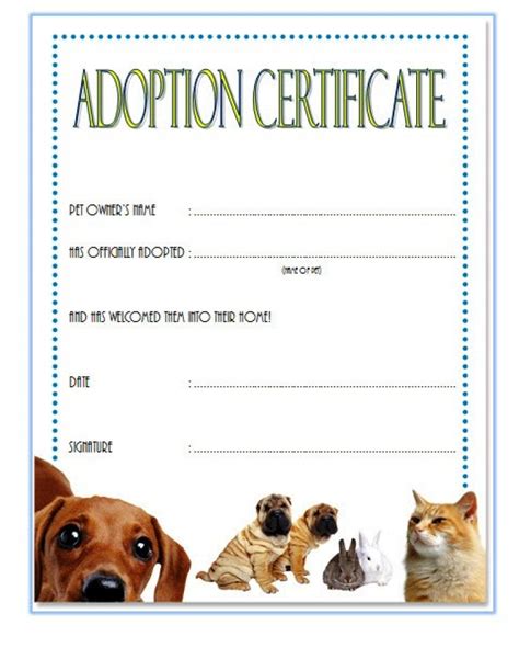 pet adoption certificate template  paddle templates