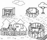 Zoo Pages Coloring Cage Animal Children Animals Six Beautiful sketch template