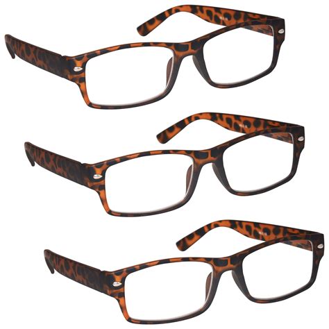 3 packs mens large designer style reading glasses spring hinges uv