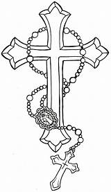 Rosary Coloring Pages Bead Big Cross Tattoo Drawings Template Sketch Adults Beads Holy sketch template