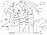 Dragon Coloring Castle Pages Printable Castles Supercoloring Categories sketch template