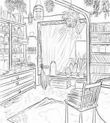 Coloring Pages Detailed Colouring Cottage Room Witch House Katie Interior Choose Board Tumblr Draws Stuff Ivy Miniatures sketch template