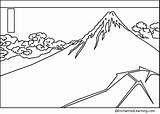 Fuji Coloring Hokusai Mt Enchantedlearning Thunderstorm sketch template