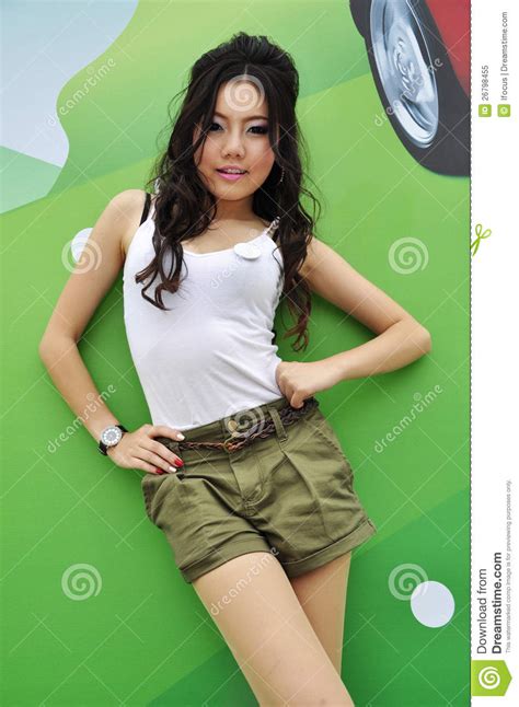 pretty thai girl with long hair and sleeveless top stock image image of denim style 26798455