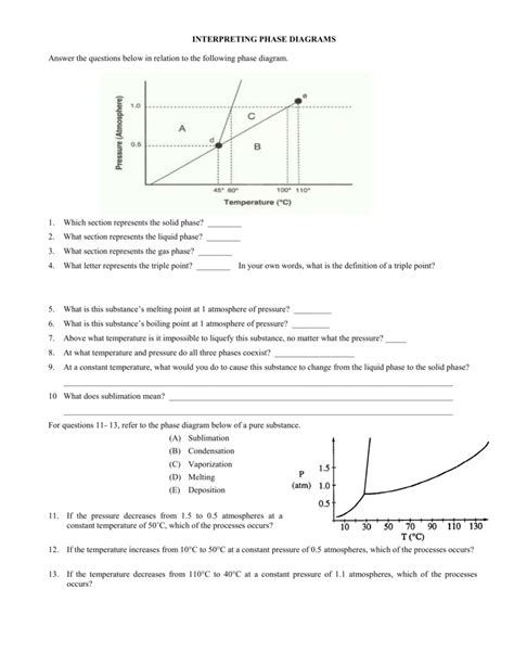 phase diagram worksheet answers