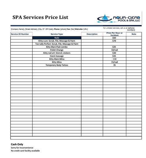 price list templates bankhomecom