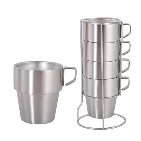 stackable stainless steel coffee cup set rakacups premium stainless