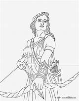 Coloring Artemis Greek Gods Goddess Goddesses Pages Hunting sketch template