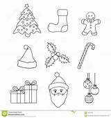 Christmas Icons Vector Stock sketch template
