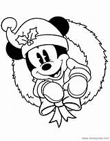 Christmas Coloring Mickey Disney Pages Wreath Disneyclips Classic Pdf sketch template
