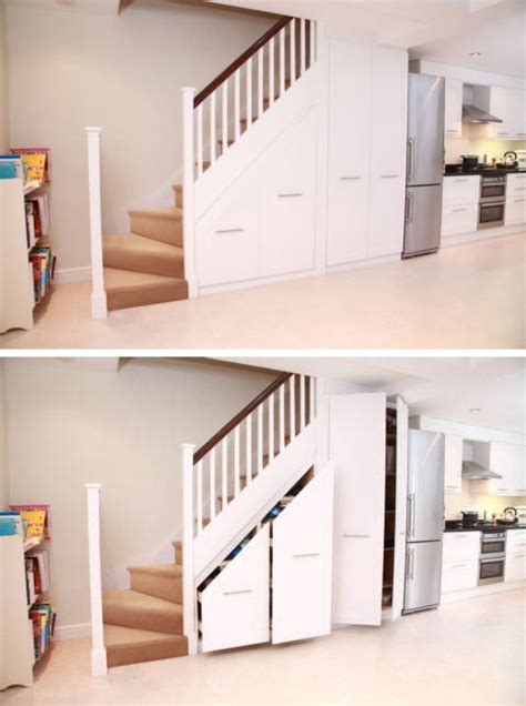 cool  stair storage ideas shelterness