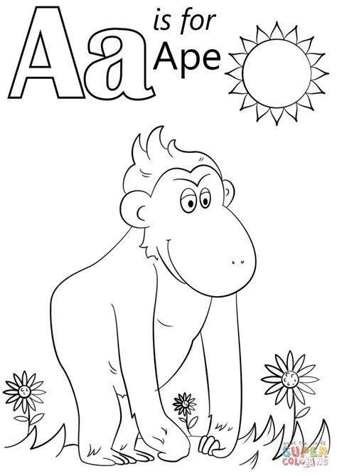 letter    ape coloring page  printable coloring pages