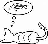 Coloring Cat Sleeping Fish Dream Wecoloringpage sketch template