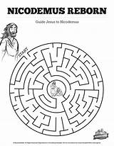 Nicodemus John Lesson Maze Mazes Reborn Sharefaith Guiding Vbs sketch template