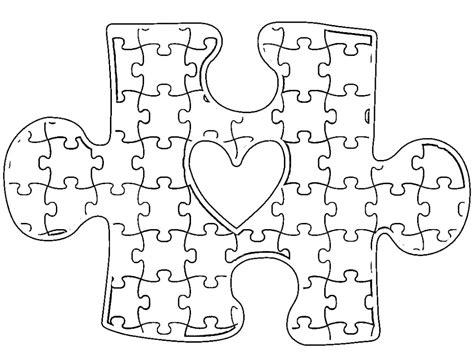 autism awareness puzzle pieces heart coloring page  printable