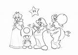 Coloring Mario Super Pages Peach Yoshi Print Toad Kids sketch template