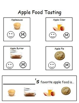 apple tasting response sheet  autism teacher tpt