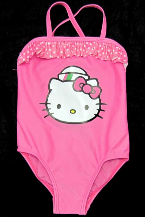 hello kitty girls 2t pink crossback one piece swimsuit swim new bathing suit
